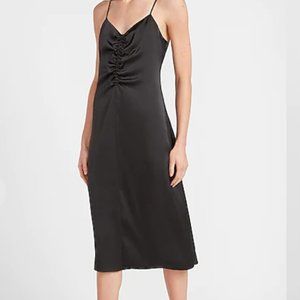 Black satin slip dress